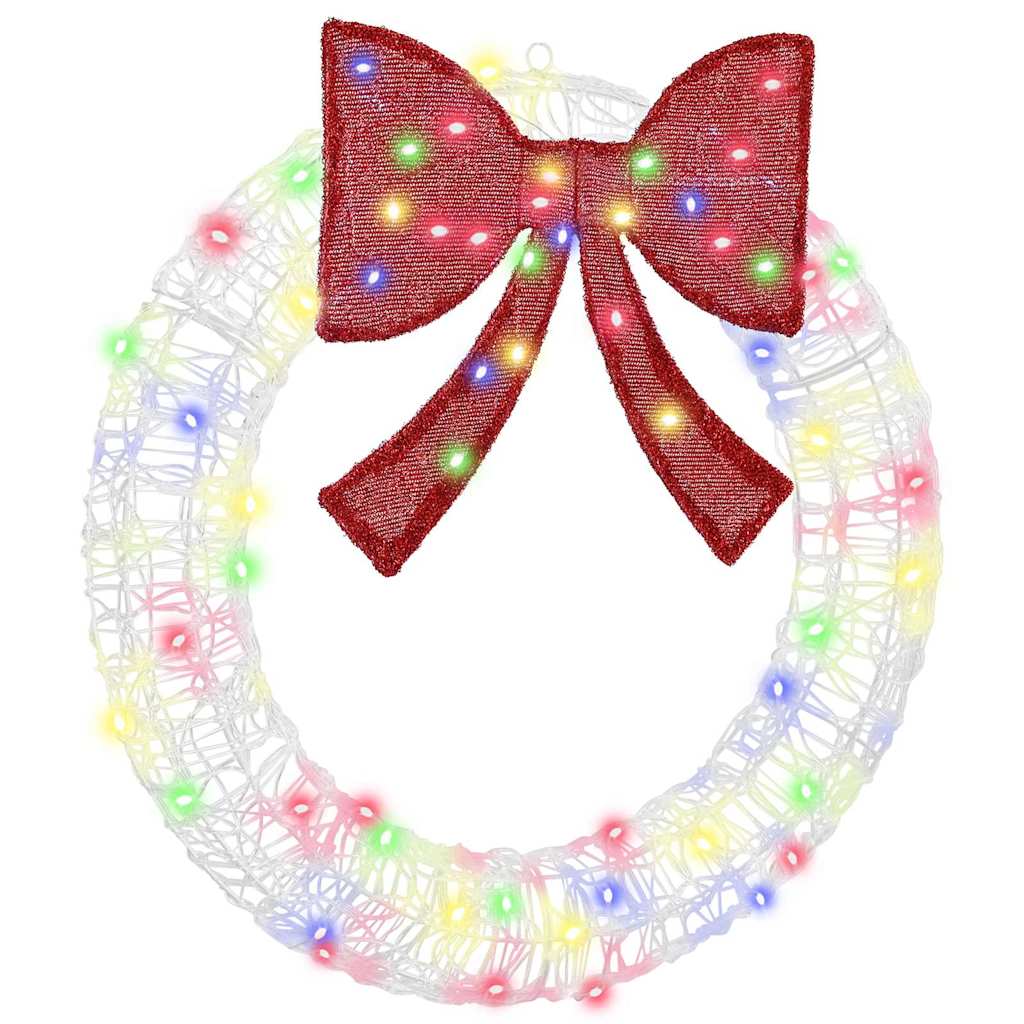 Kranz mit 60 LEDs Mehrfarbig 76 x 76 x 8,5 cm Acryl