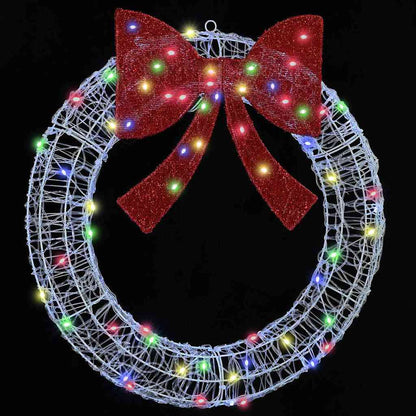 Kranz mit 60 LEDs Mehrfarbig 76 x 76 x 8,5 cm Acryl