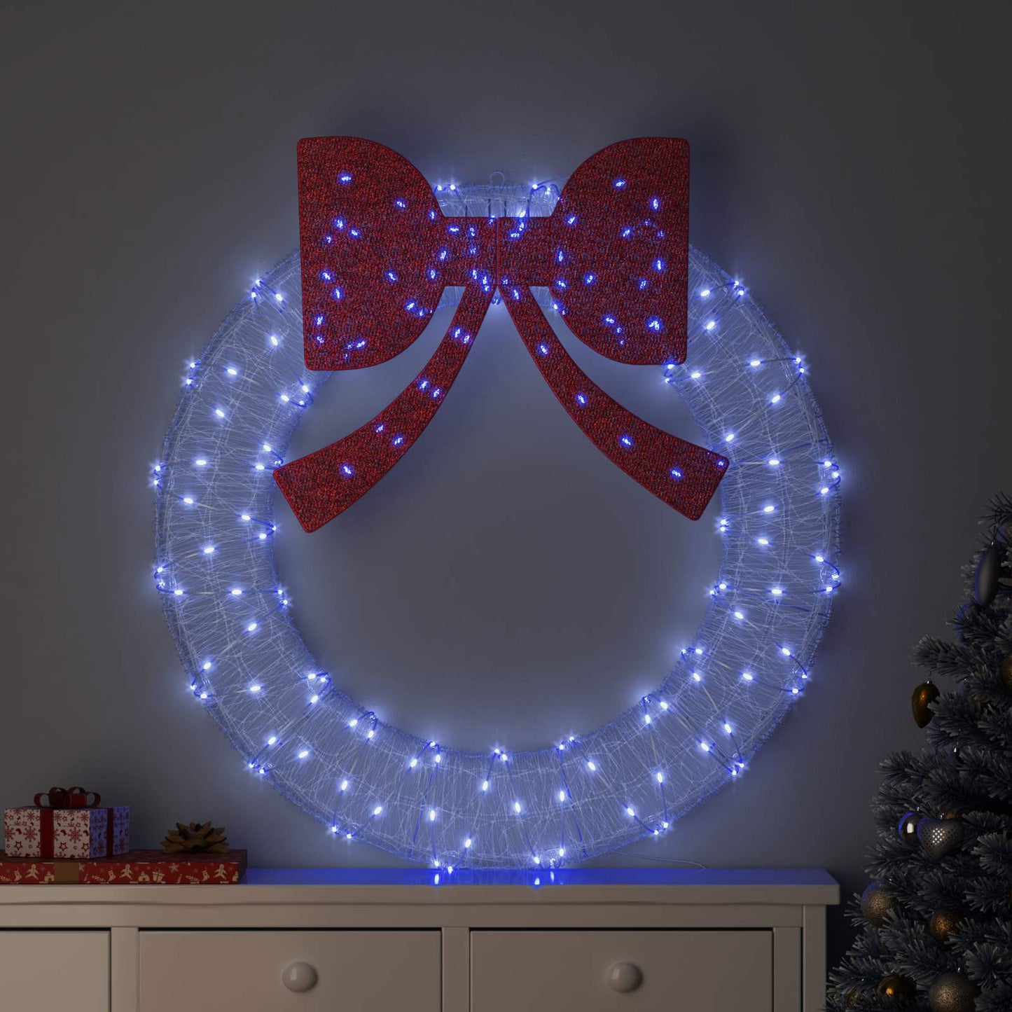 Kranz mit 150 LEDs Blau 120 cm Acryl