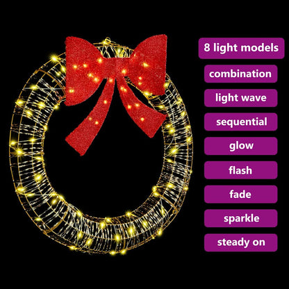 Kranz mit 80 LEDs Warmweiß 91 x 91 x 9 cm PET