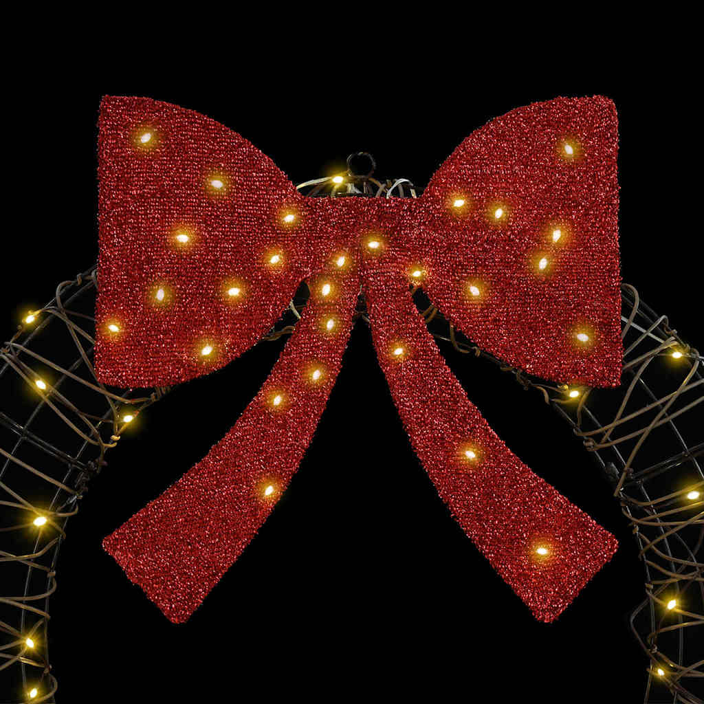 Kranz mit 60 LEDs Warmweiß 76 x 76 x 8 cm Rattan