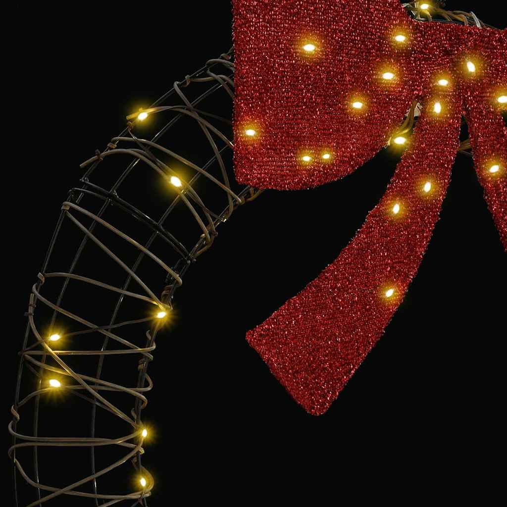 Kranz mit 60 LEDs Warmweiß 76 x 76 x 8 cm Rattan