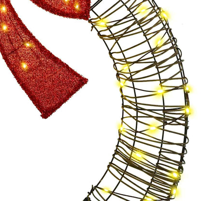 Kranz mit 80 LEDs Warmweiß 90 x 90 x 9 cm Rattan