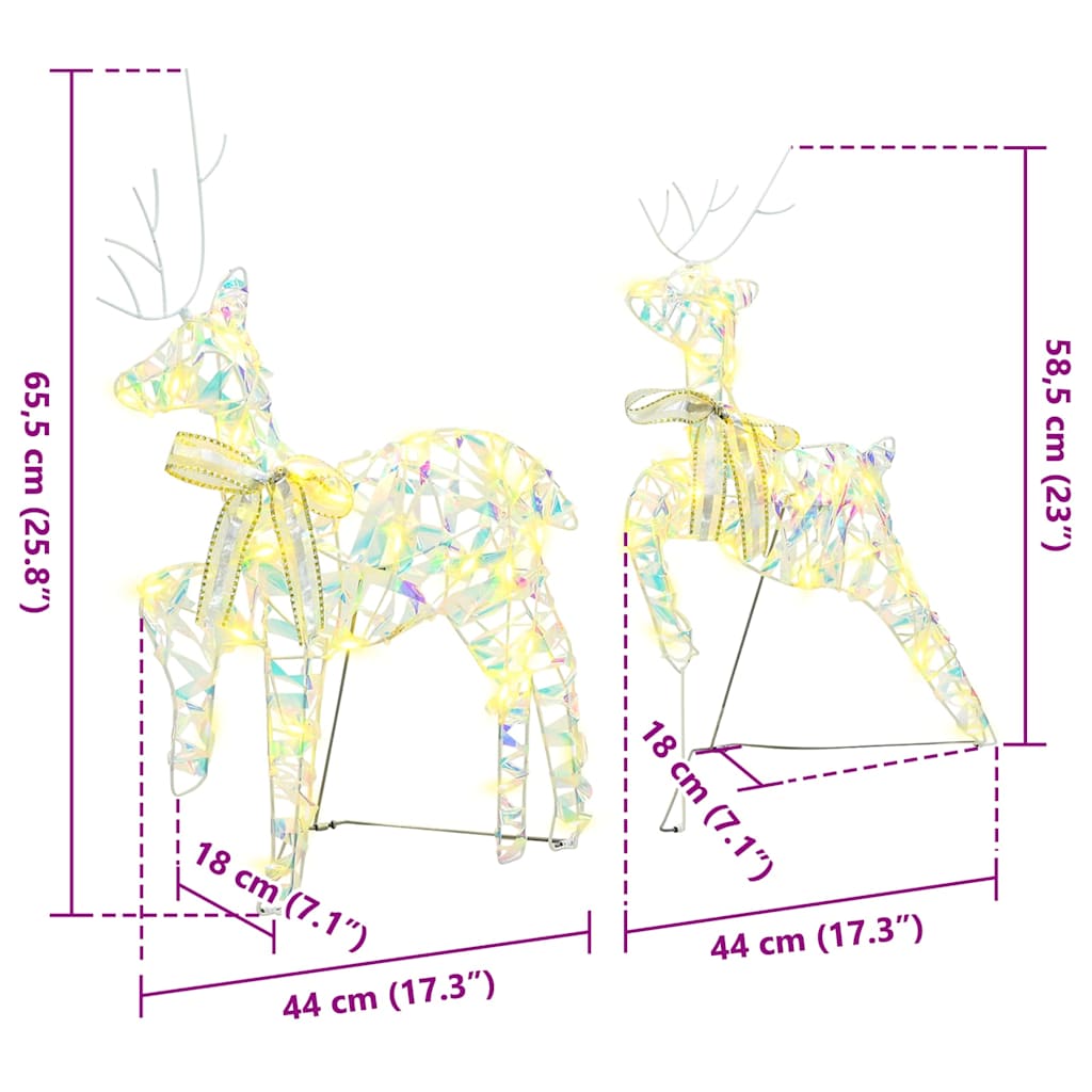 LED Rentiere mit 40 LEDs 2 pcs Warmes Weiß PET