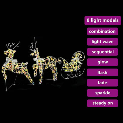 LED Rentiere mit 60 LEDs 3 pcs Warmes Weiß PET