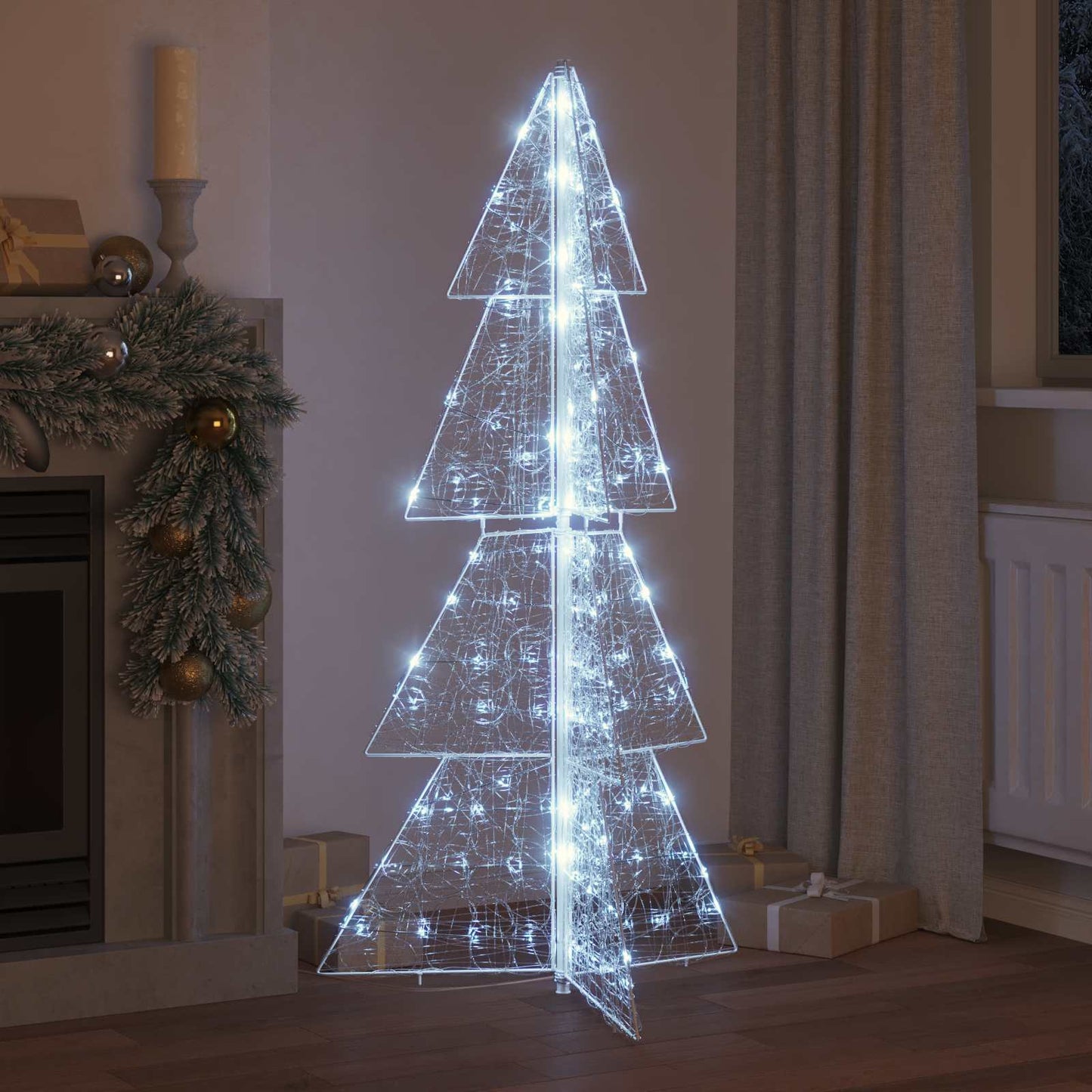 Weihnachtsbaum mit 160 LEDs Kaltweiß 150 cm Acryl