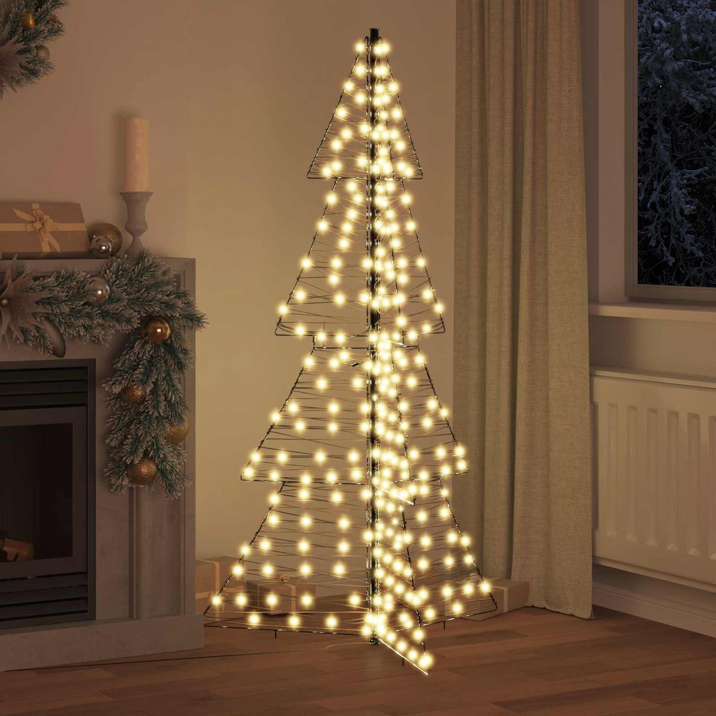 Weihnachtsbaum mit 240 LEDs Warmes Weiß 180 cm Rattan