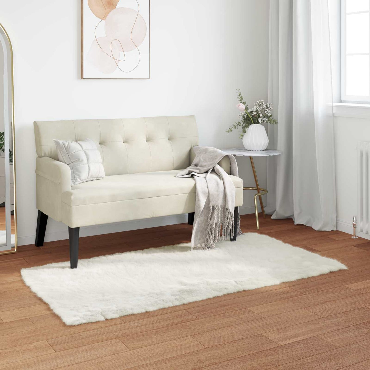 vidaXL Kunstschaffell Teppich Tafalla Weiß 80 x 150 cm Polyester