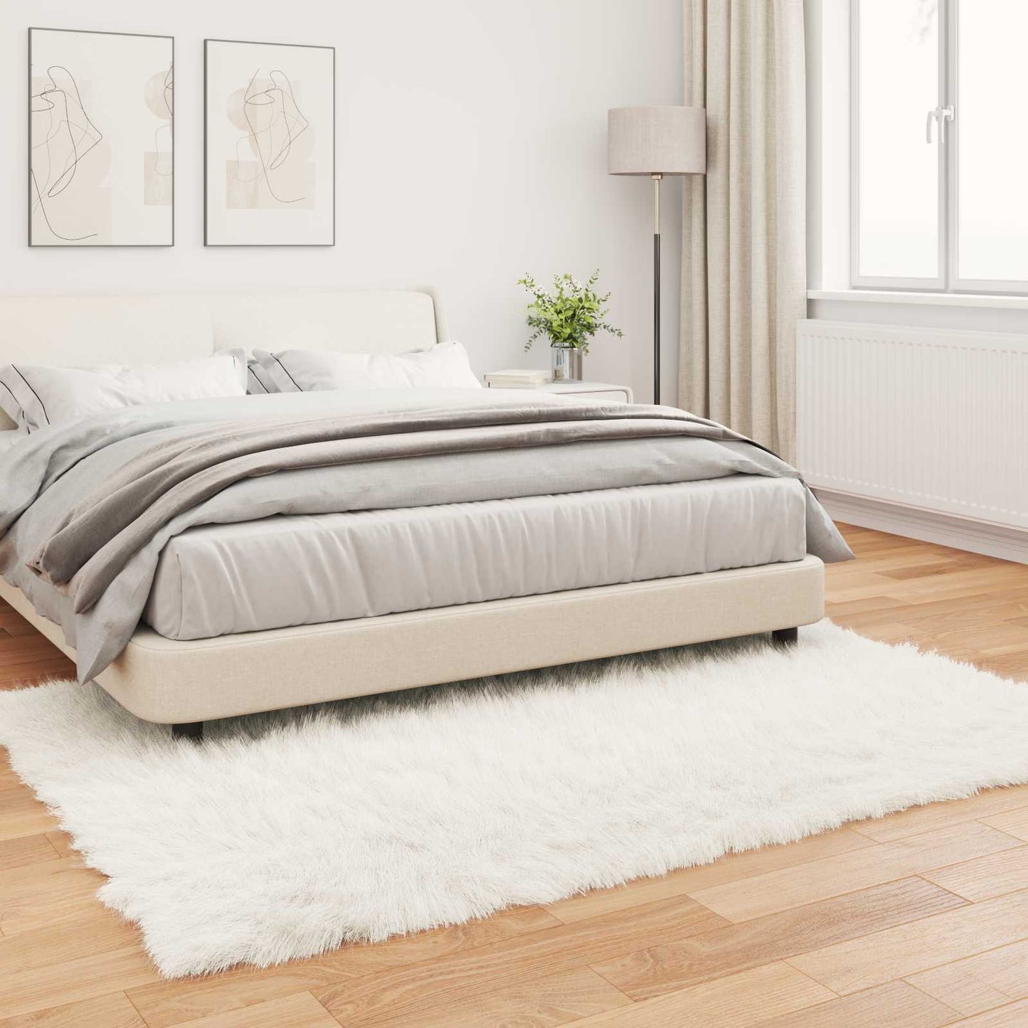 vidaXL Kunstschaffell Teppich Tafalla Weiß 120 x 170 cm Polyester