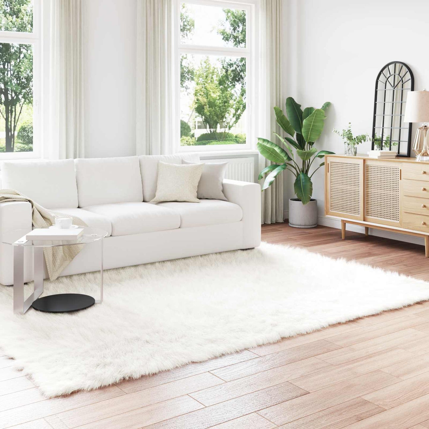 vidaXL Kunstschaffell Teppich Tafalla Weiß 200 x 280 cm Polyester