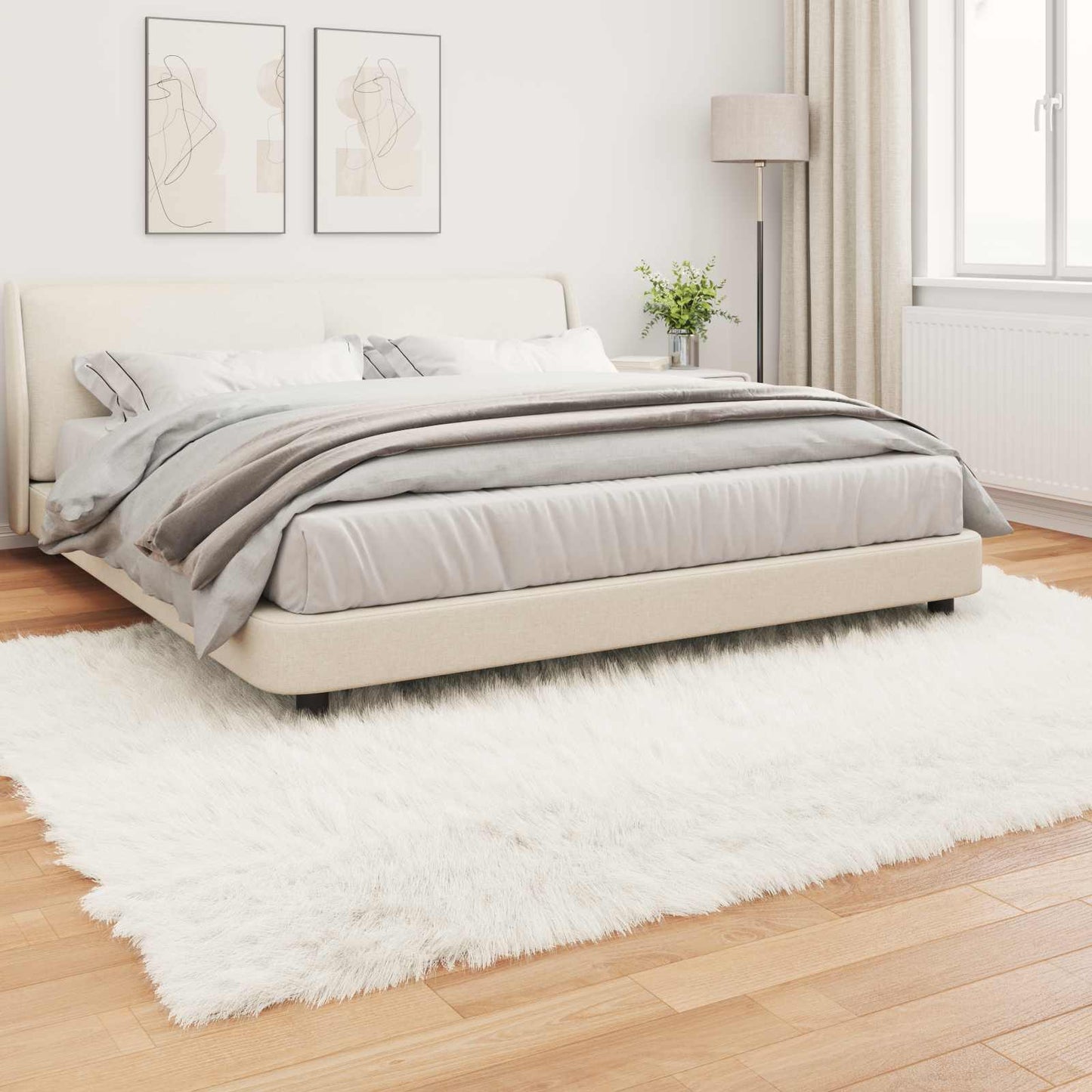 vidaXL Kunstschaffell Teppich Tafalla Weiß 240 x 340 cm Polyester