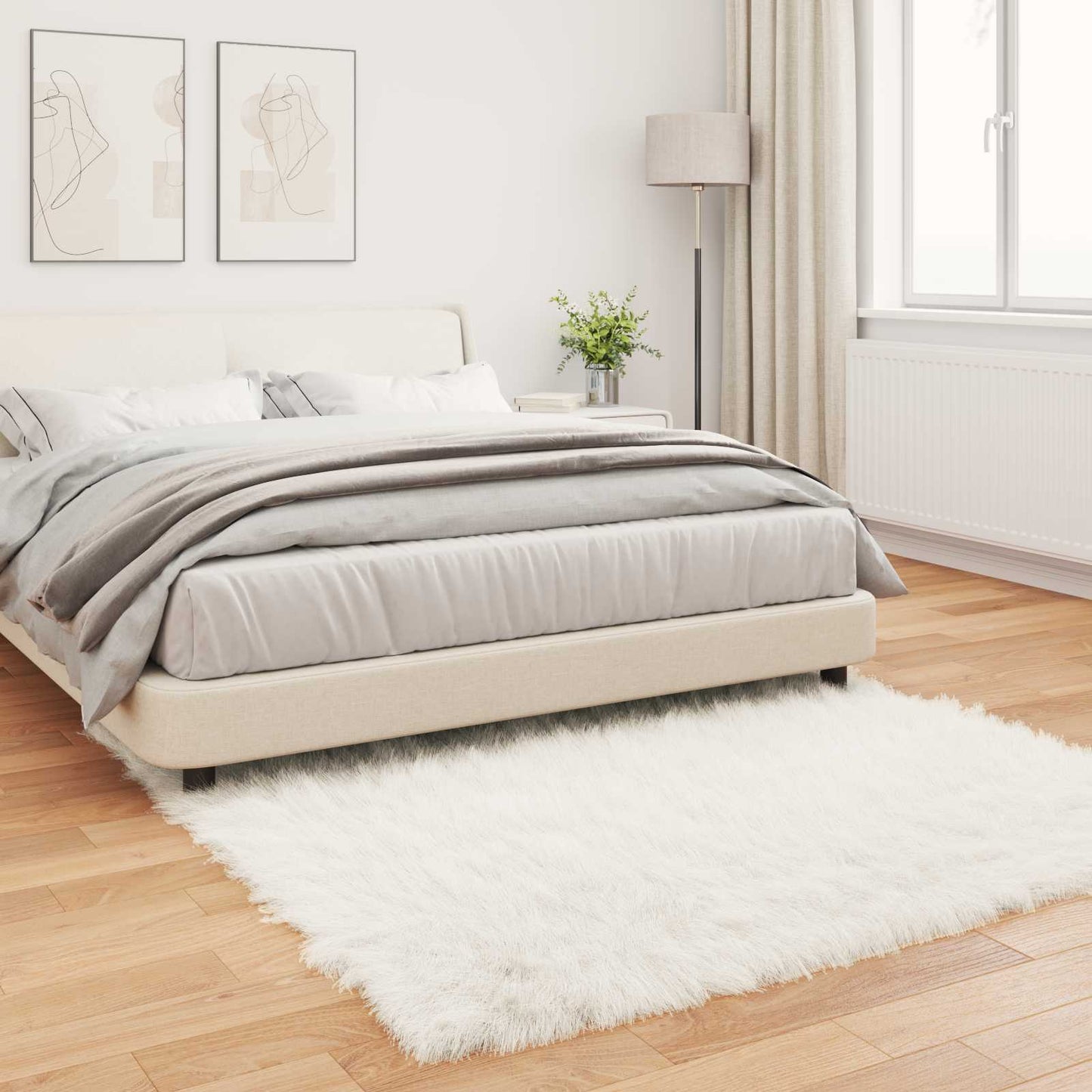 vidaXL Kunstschaffell Teppich Tafalla Weiß 160 x 160 cm Polyester