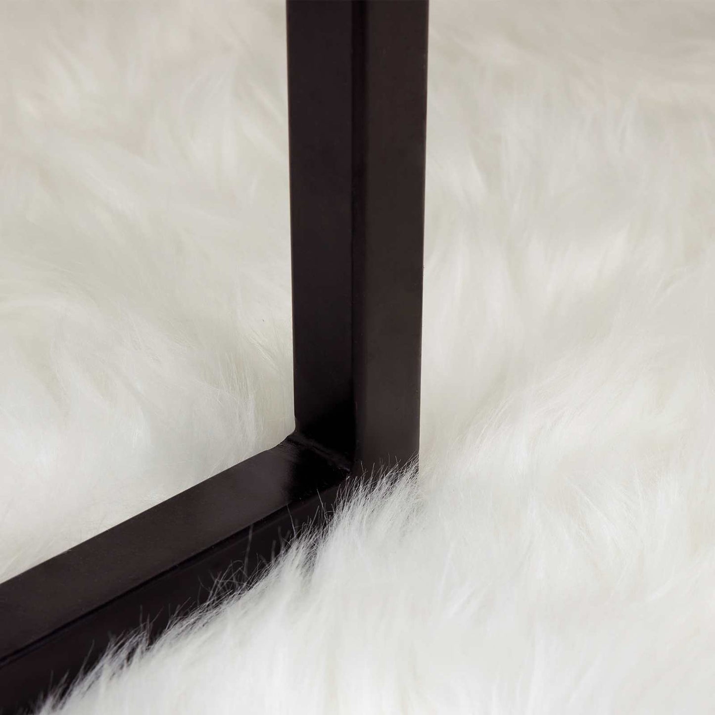 Kunstschaffell Teppich Tafalla Weiß Ø 80 cm Polyester