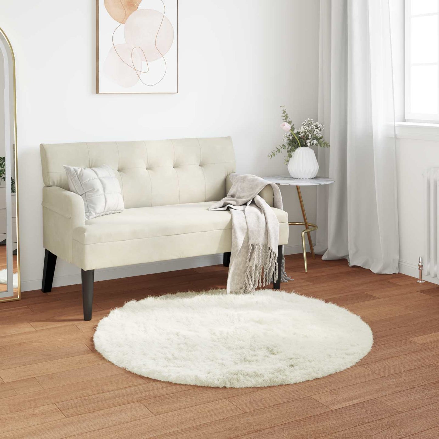 vidaXL Kunstschaffell Teppich Tafalla Weiß Ø 100 cm Polyester