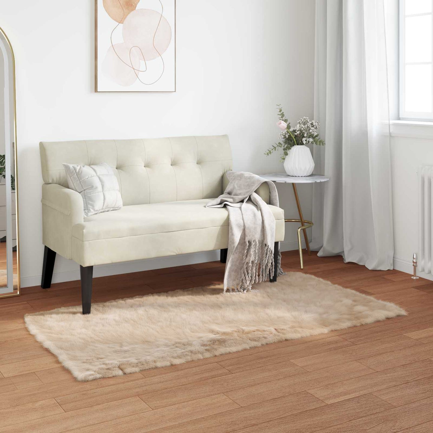 vidaXL Kunstschaffell Teppich Tafalla Beige 80 x 150 cm Polyester
