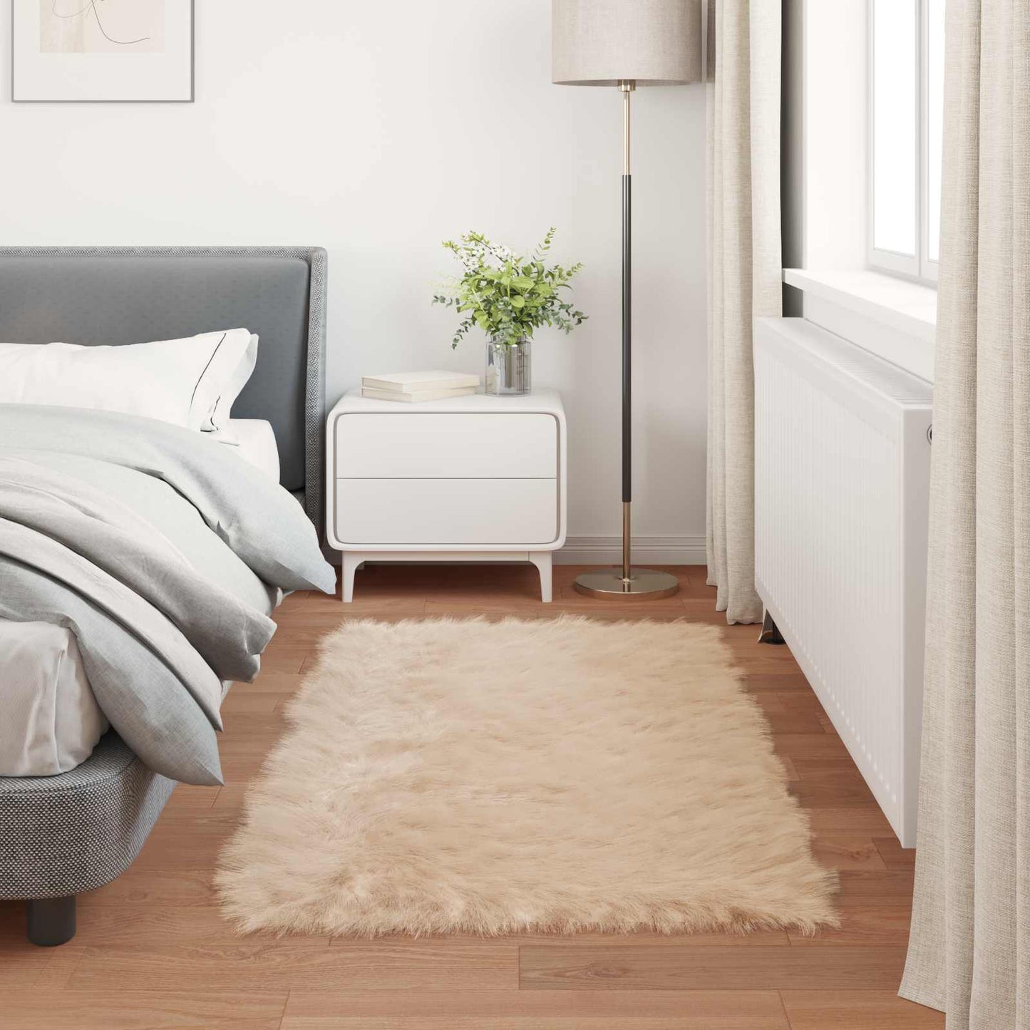 vidaXL Kunstschaffell Teppich Tafalla Beige 80 x 150 cm Polyester