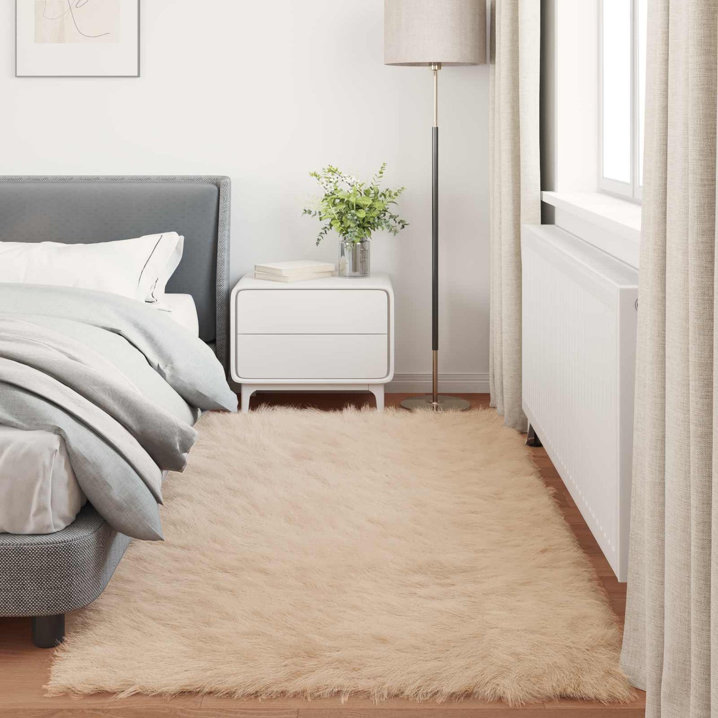 vidaXL Kunstschaffell Teppich Tafalla Beige 80 x 200 cm Polyester