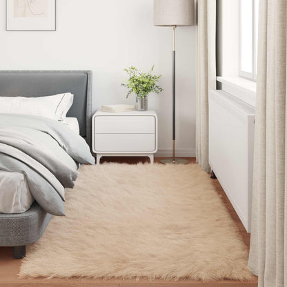 vidaXL Kunstschaffell Teppich Tafalla Beige 80 x 200 cm Polyester