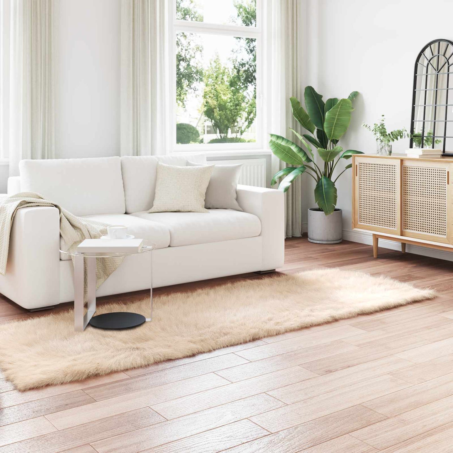 vidaXL Kunstschaffell Teppich Tafalla Beige 80 x 250 cm Polyester