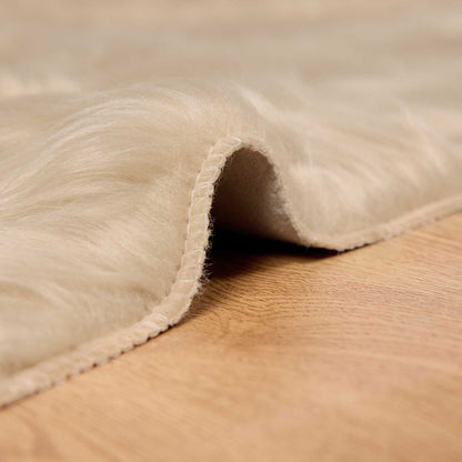 vidaXL Kunstschaffell Teppich Tafalla Beige 140 x 200 cm Polyester