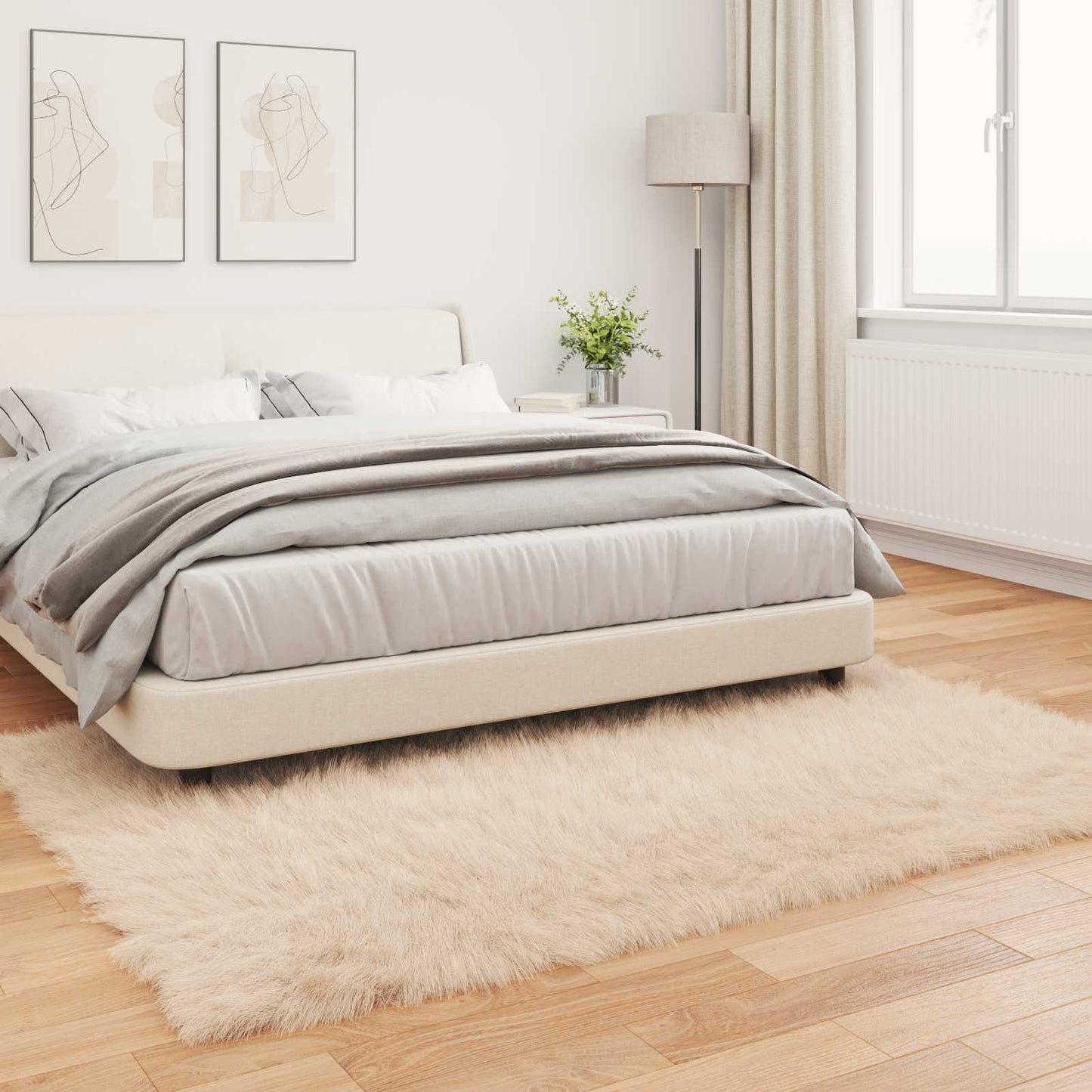 vidaXL Kunstschaffell Teppich Tafalla Beige 140 x 200 cm Polyester