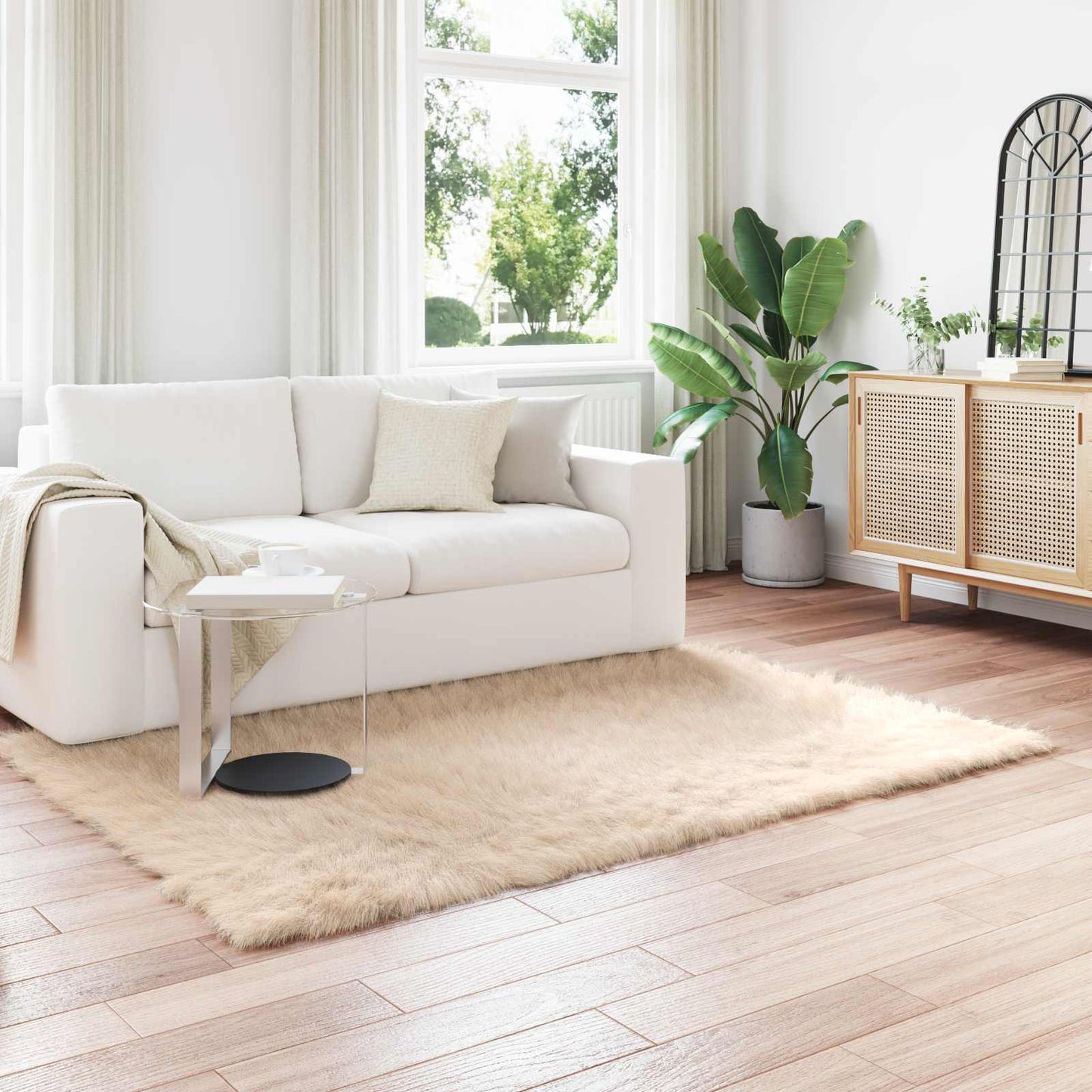 vidaXL Kunstschaffell Teppich Tafalla Beige 160 x 230 cm Polyester