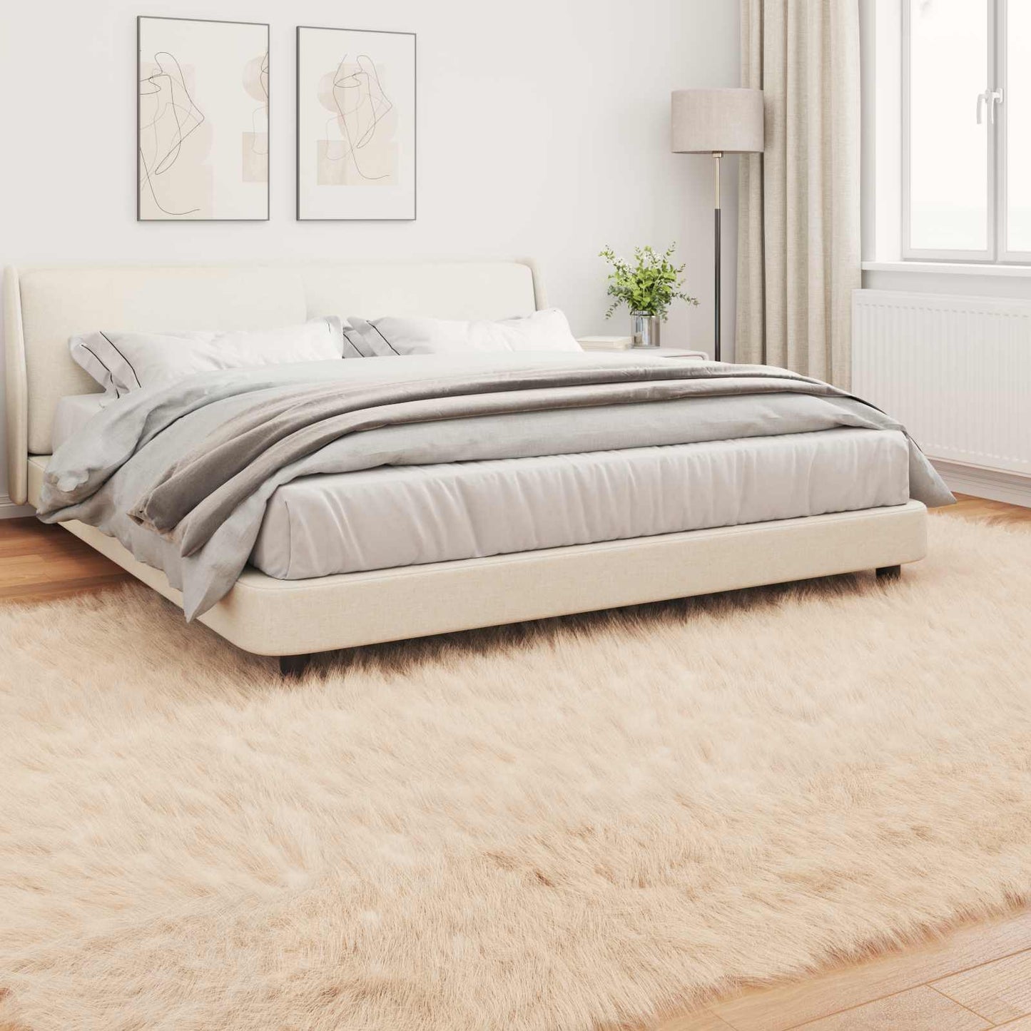 vidaXL Kunstschaffell Teppich Tafalla Beige 200 x 280 cm Polyester