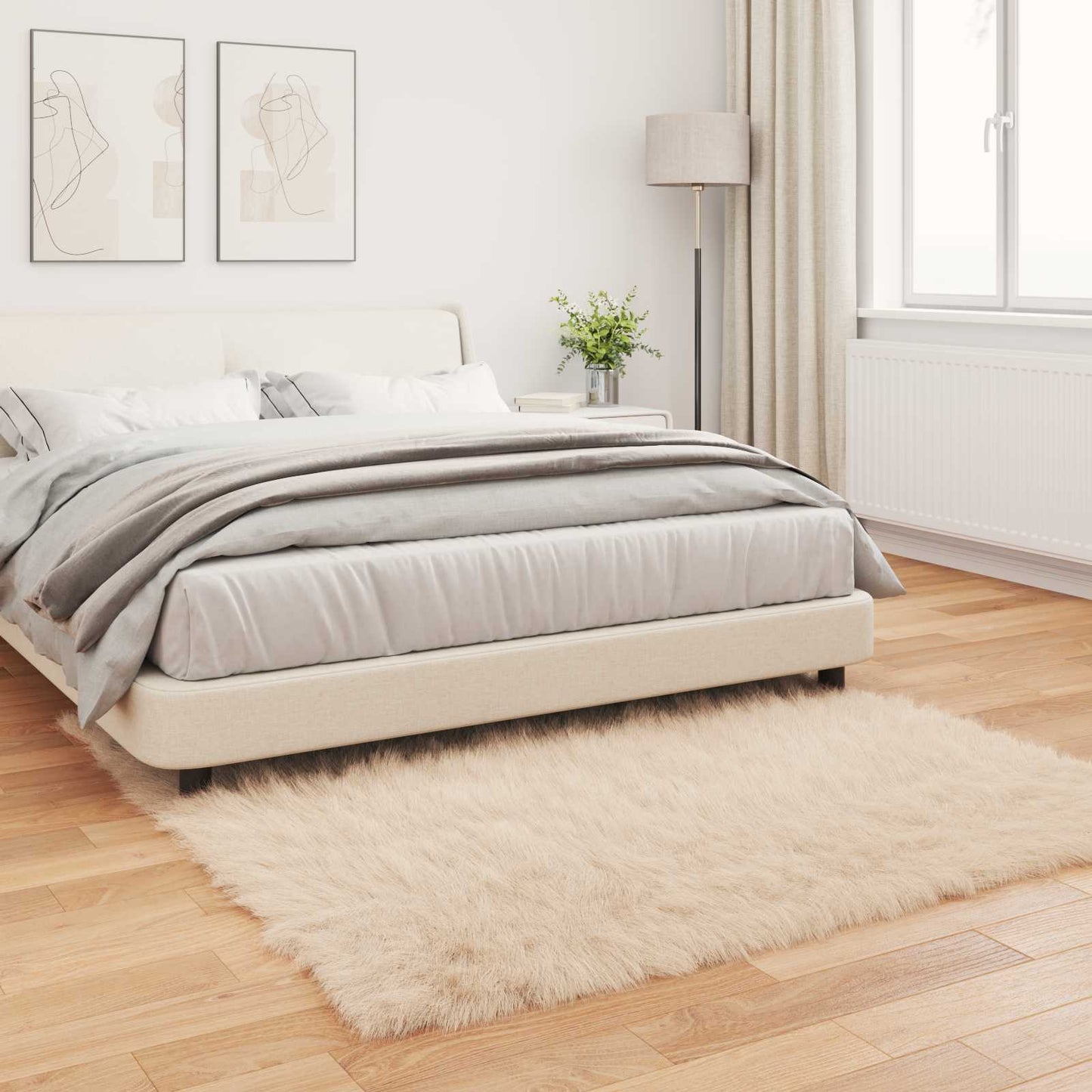vidaXL Kunstschaffell Teppich Tafalla Beige 160 x 160 cm Polyester
