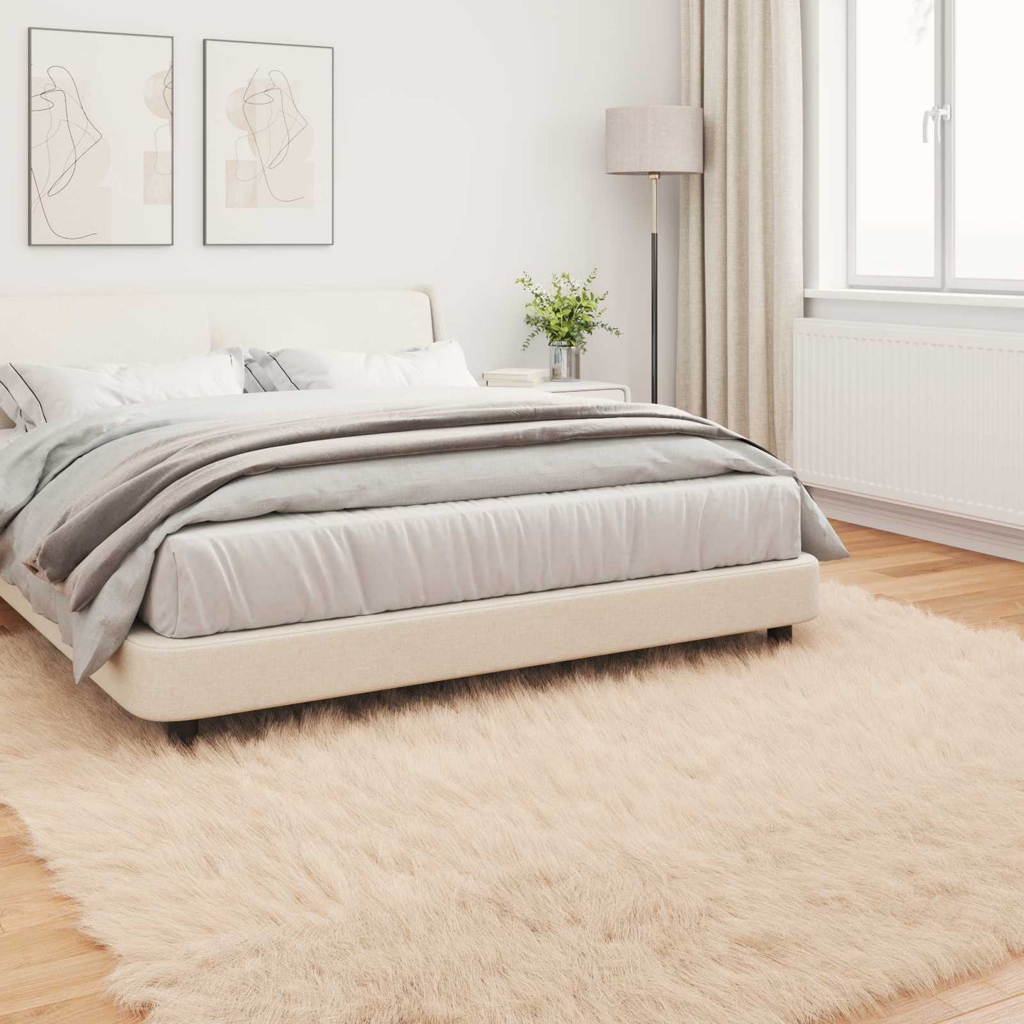 vidaXL Kunstschaffell Teppich Tafalla Beige 240 x 240 cm Polyester