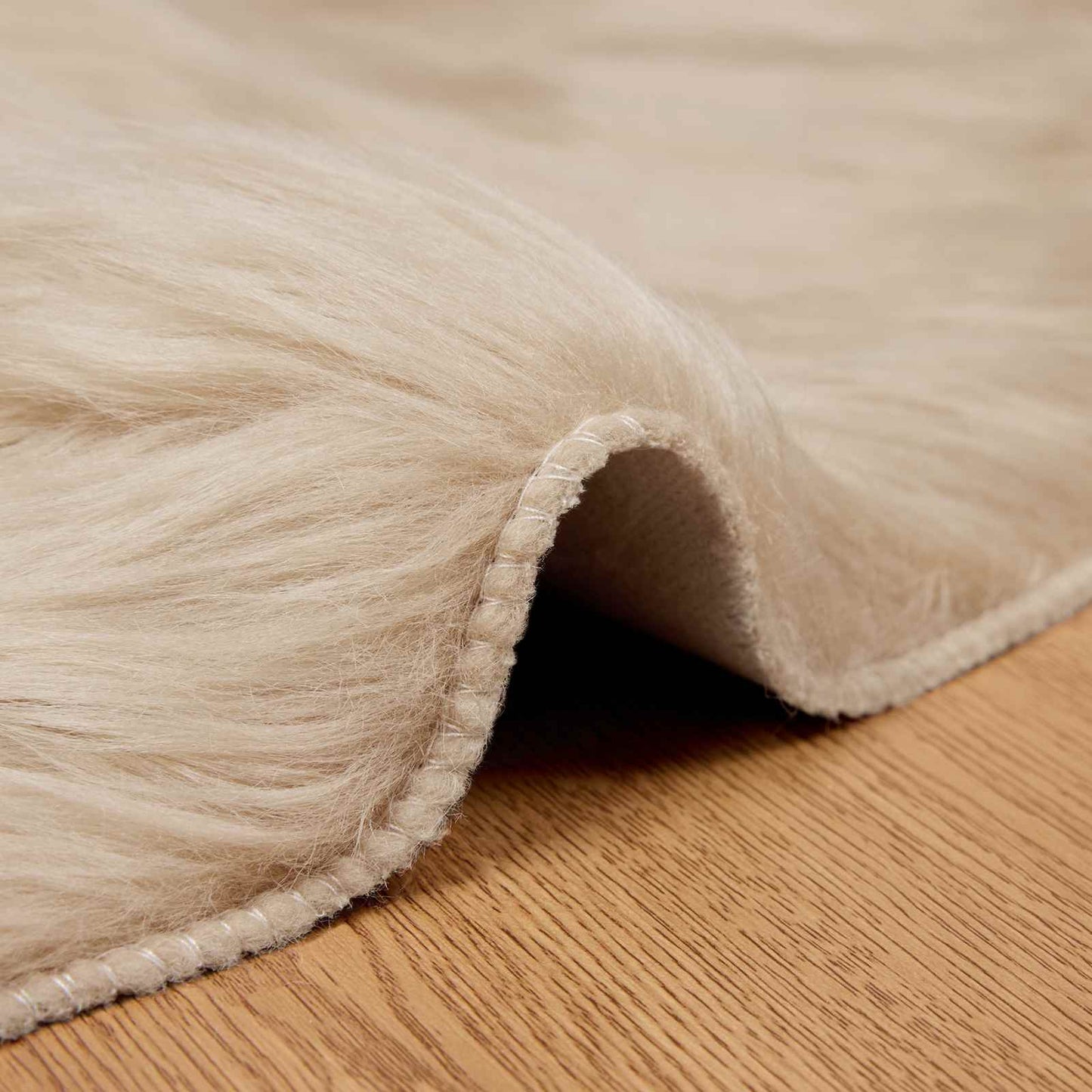 vidaXL Tapis fausse fourrure Tafalla beige Ø 80 cm polyester
