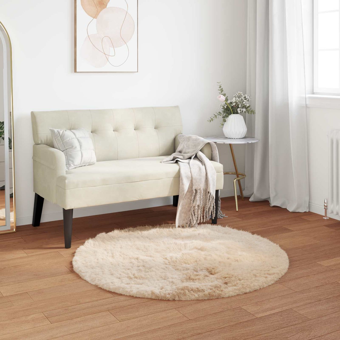 vidaXL Tapis fausse fourrure Tafalla beige Ø 80 cm polyester
