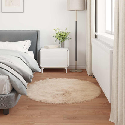 vidaXL Kunstschaffell Teppich Tafalla Beige Ø 120 cm Polyester