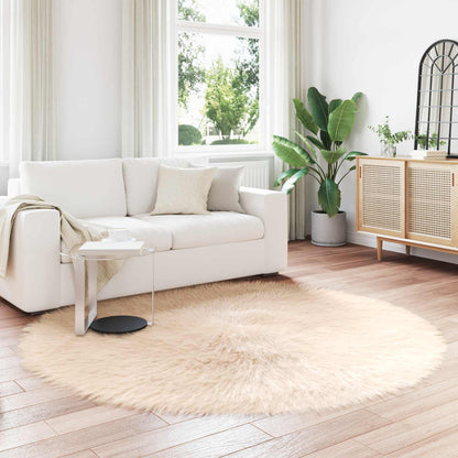 vidaXL Kunstschaffell Teppich Tafalla Beige Ø 160 cm Polyester