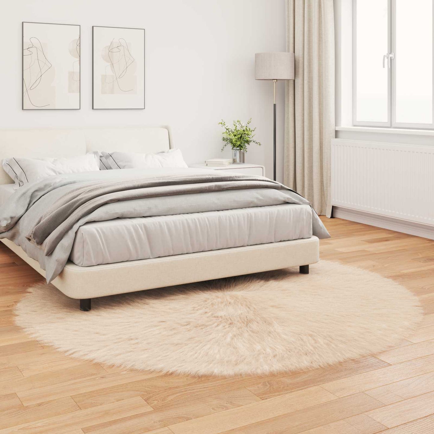 vidaXL Kunstschaffell Teppich Tafalla Beige Ø 160 cm Polyester