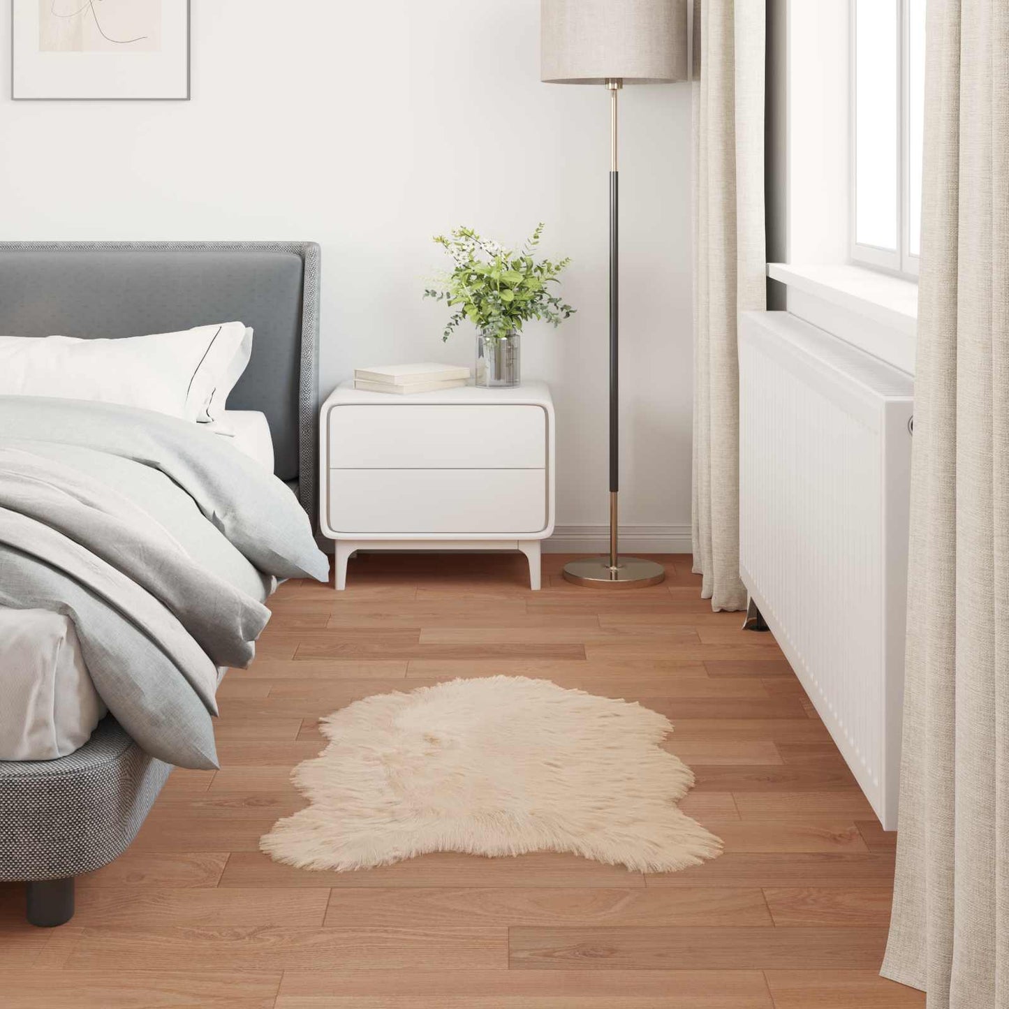 vidaXL Kunstschaffell Teppich Tafalla Beige 60 x 90 cm Polyester