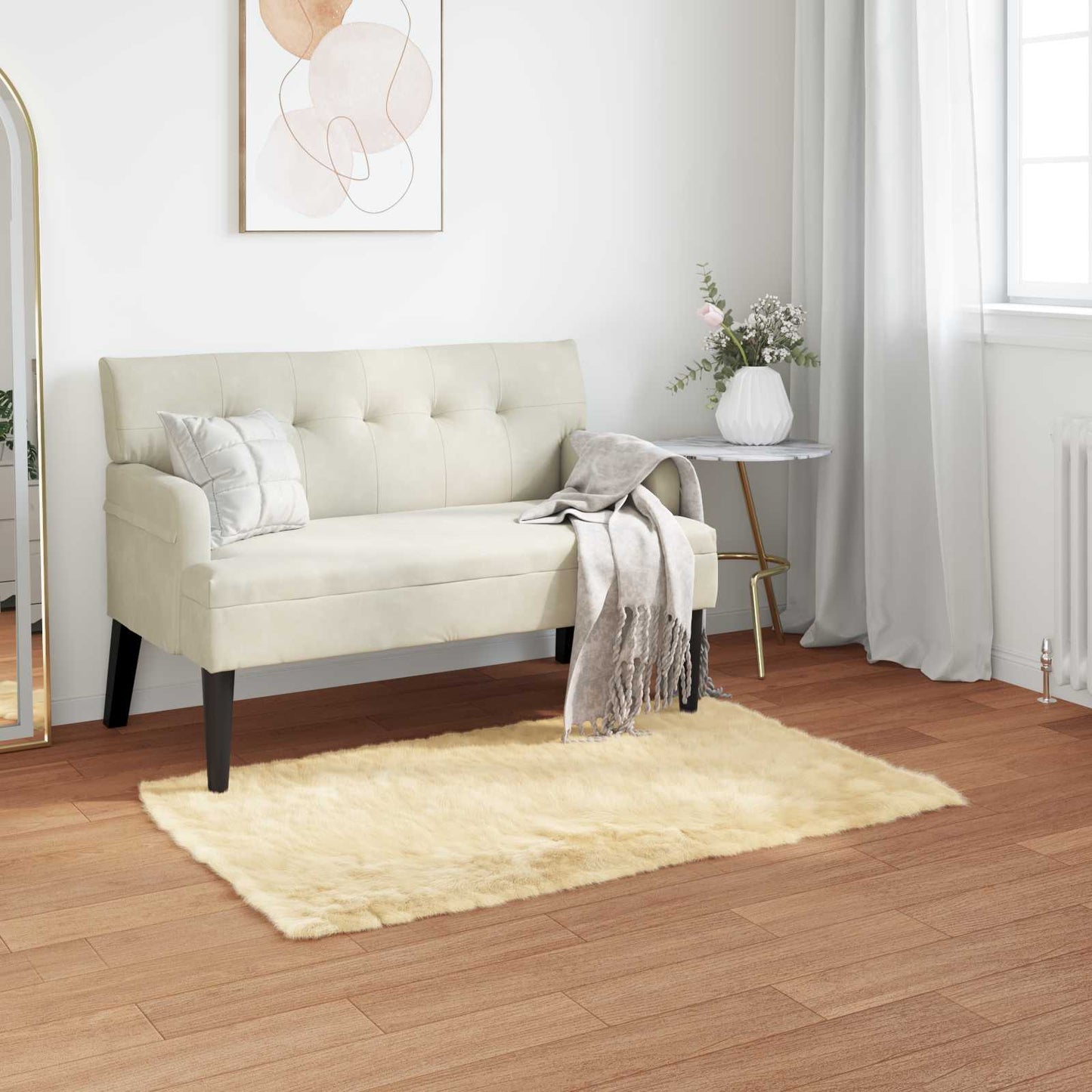 vidaXL Kunstschaffell Teppich Tafalla Creme 60 x 110 cm Polyester
