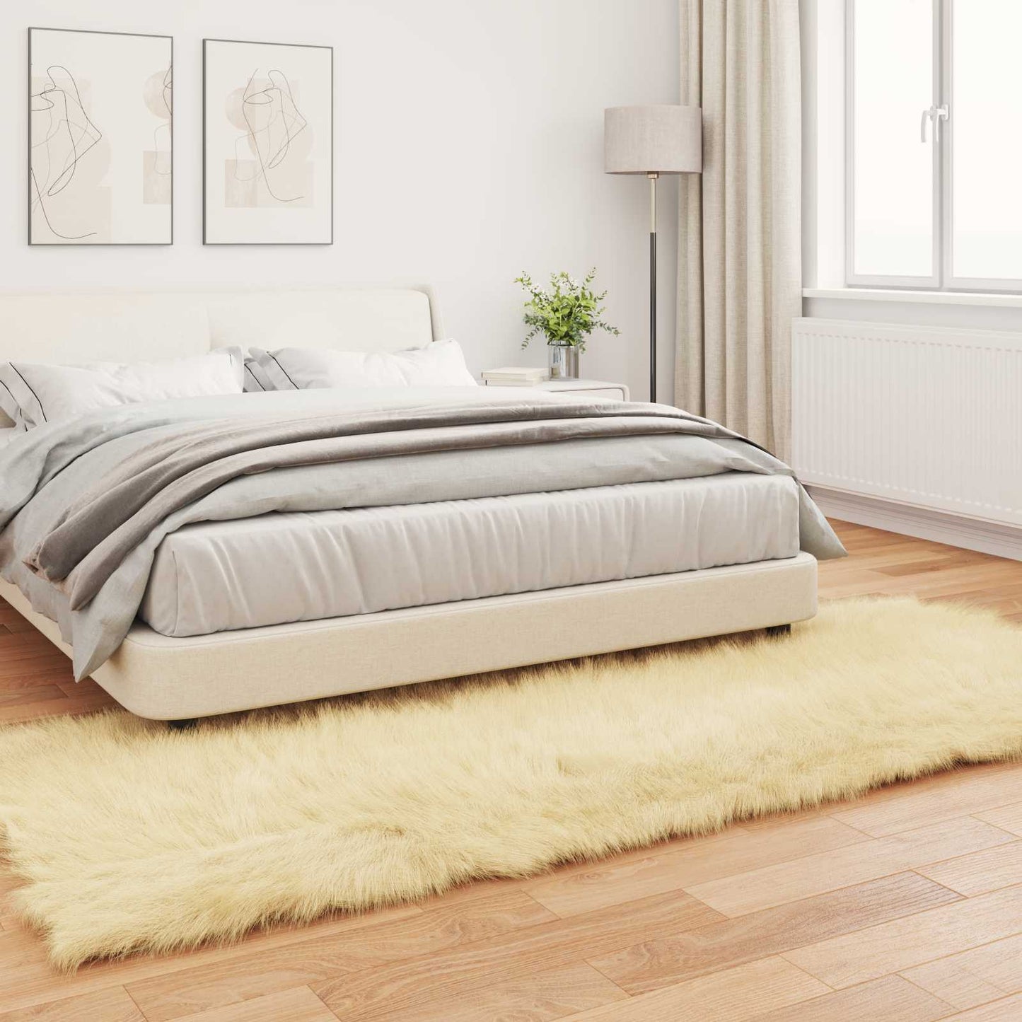vidaXL Kunstschaffell Teppich Tafalla Creme 80 x 250 cm Polyester