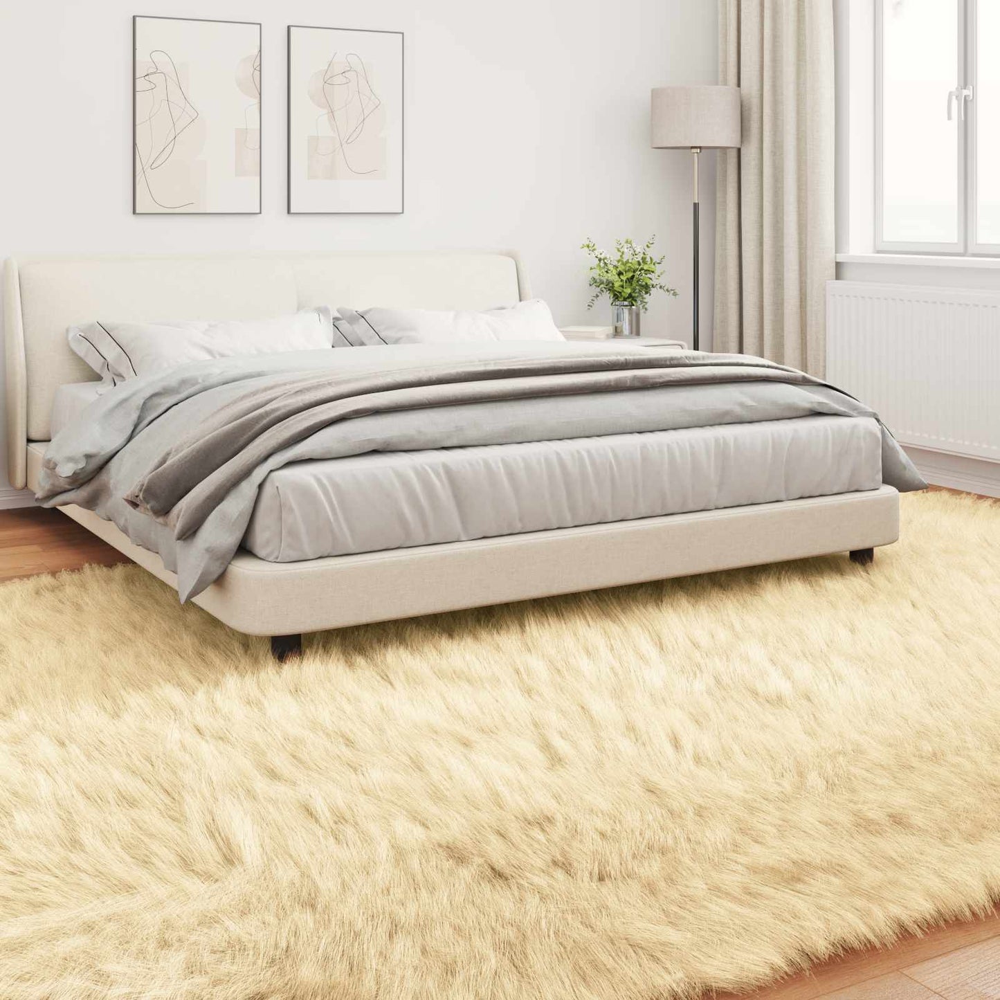 vidaXL Kunstschaffell Teppich Tafalla Creme 200 x 280 cm Polyester