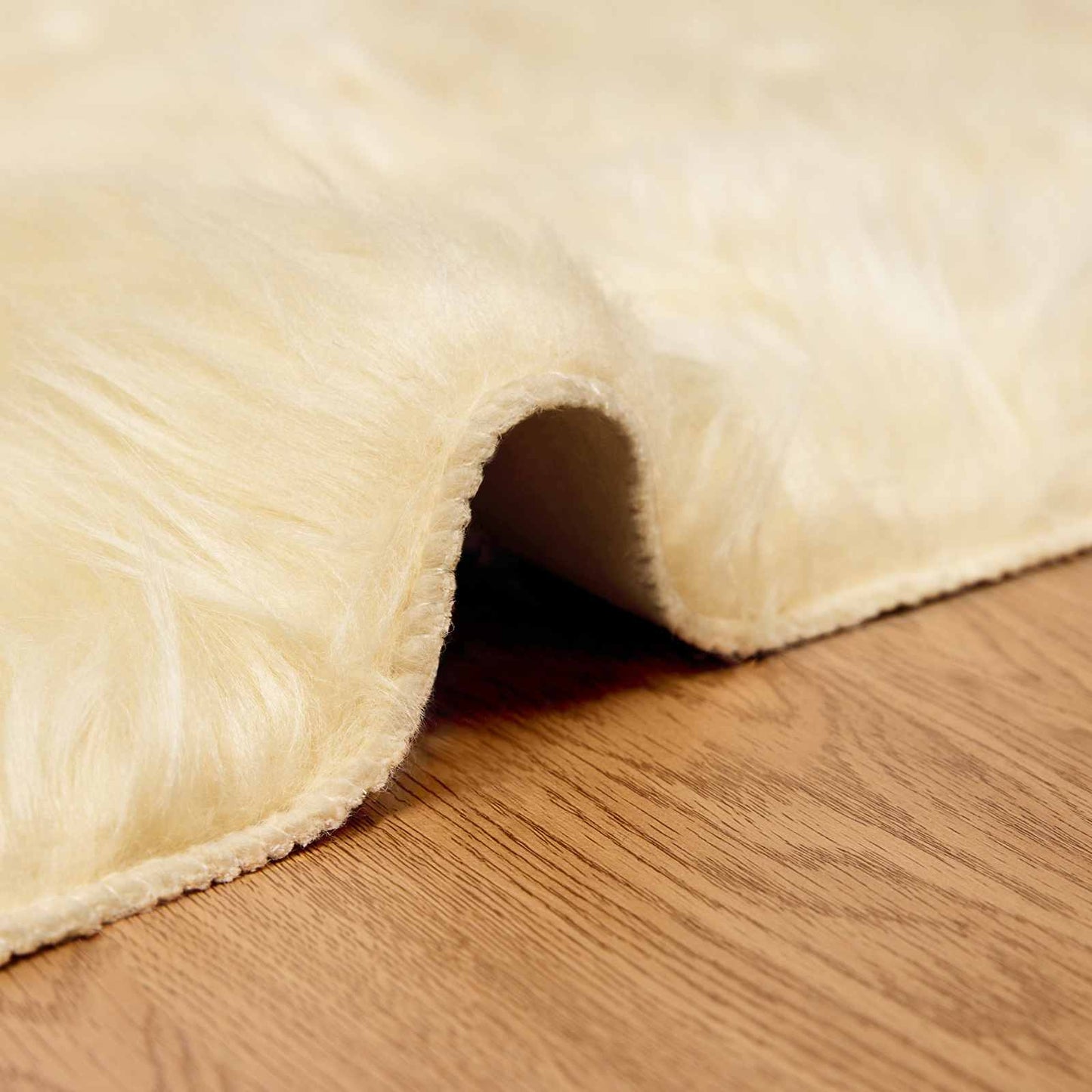 vidaXL Kunstschaffell Teppich Tafalla Creme Ø 120 cm Polyester