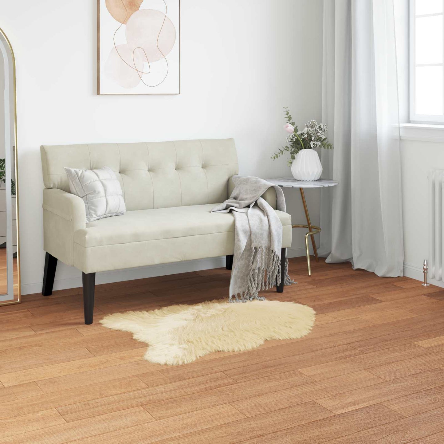 vidaXL Kunstschaffell Teppich Tafalla Creme 60 x 90 cm Polyester