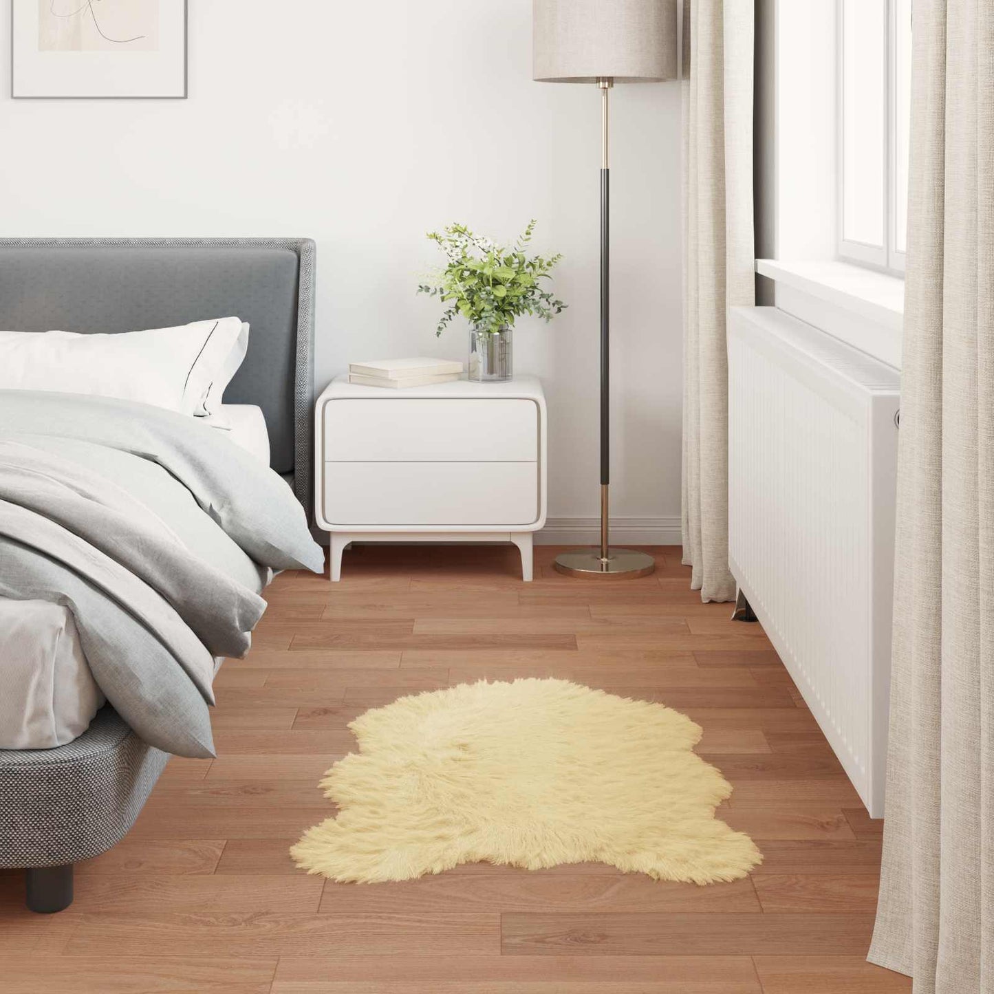 vidaXL Kunstschaffell Teppich Tafalla Creme 80 x 120 cm Polyester