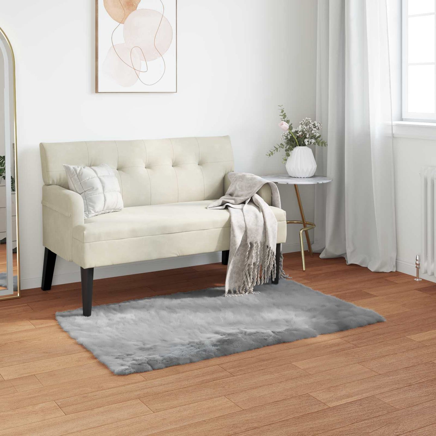 vidaXL Kunstschaffell Teppich Tafalla Grau 60 x 110 cm Polyester