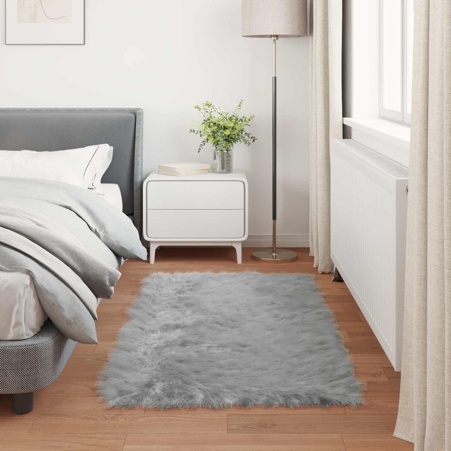 vidaXL Kunstschaffell Teppich Tafalla Grau 60 x 110 cm Polyester