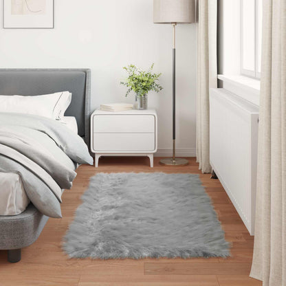 vidaXL Kunstschaffell Teppich Tafalla Grau 60 x 110 cm Polyester