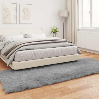 vidaXL Kunstschaffell Teppich Tafalla Grau 80 x 250 cm Polyester