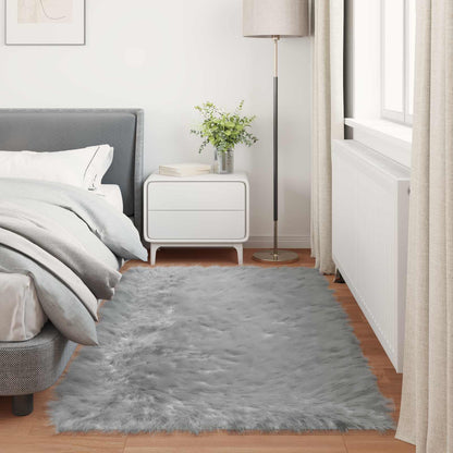 vidaXL Kunstschaffell Teppich Tafalla Grau 100 x 200 cm Polyester