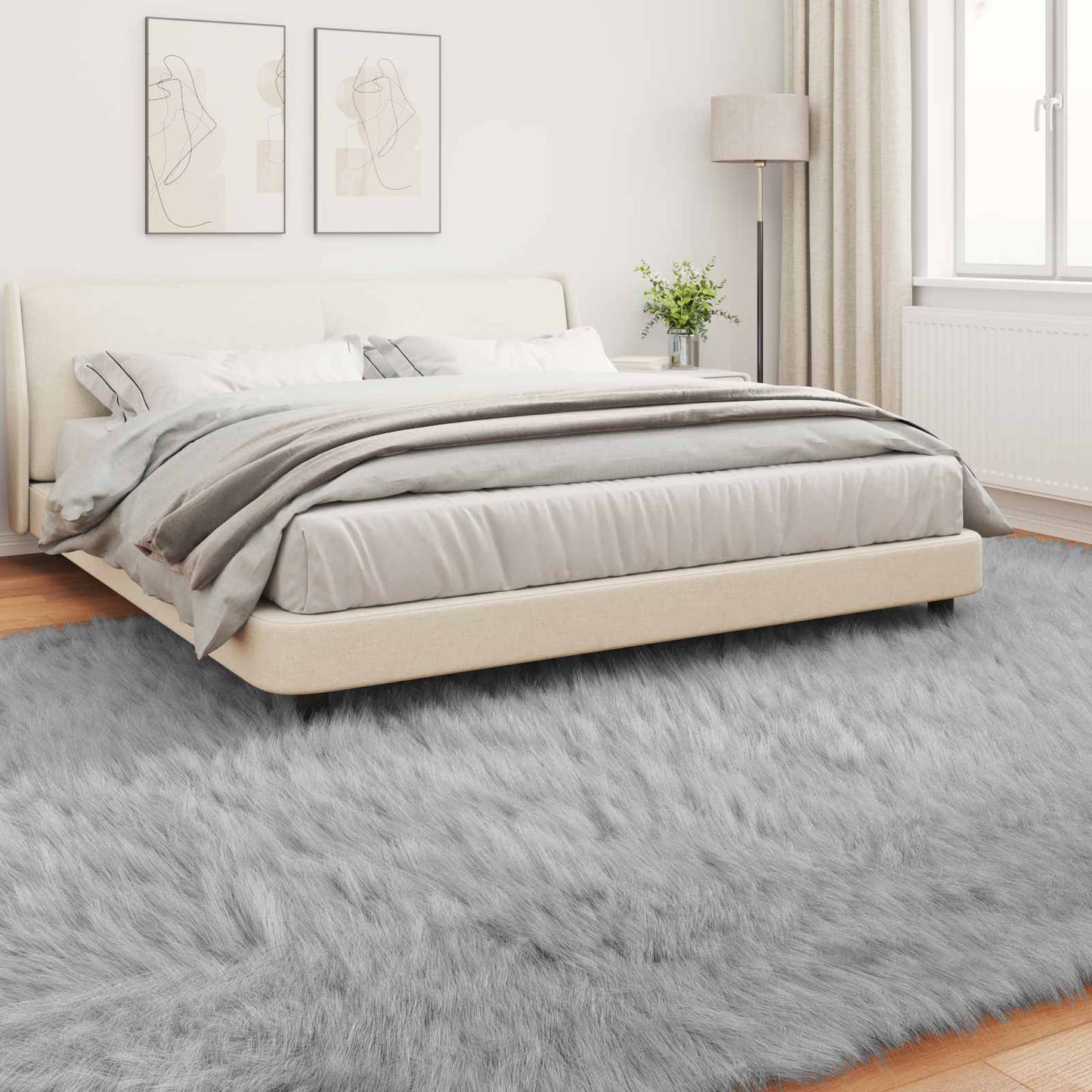 vidaXL Kunstschaffell Teppich Tafalla Grau 240 x 340 cm Polyester