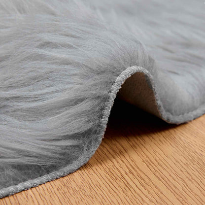 vidaXL Kunstschaffell Teppich Tafalla Grau Ø 80 cm Polyester
