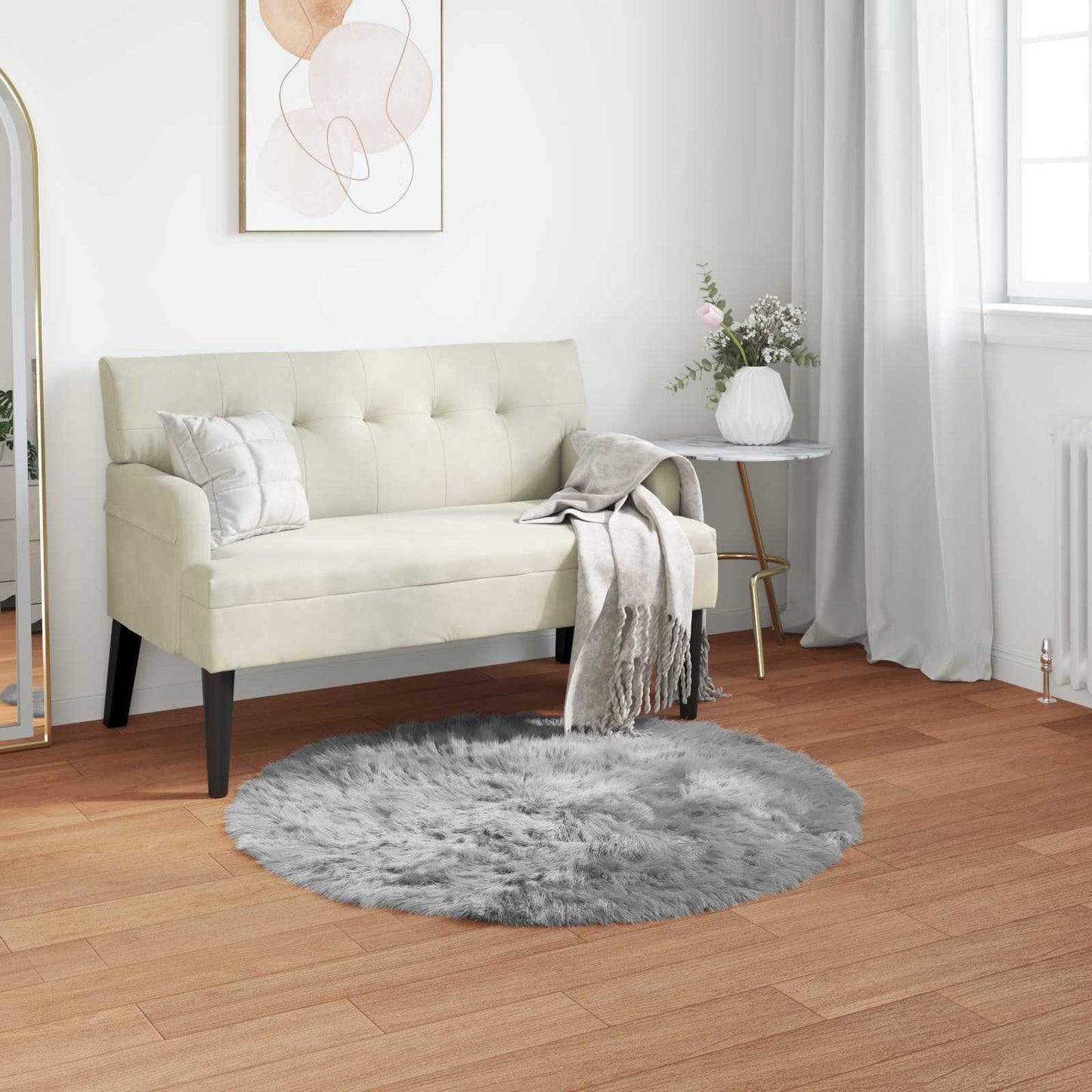 vidaXL Kunstschaffell Teppich Tafalla Grau Ø 80 cm Polyester
