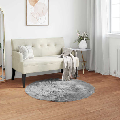 vidaXL Kunstschaffell Teppich Tafalla Grau Ø 80 cm Polyester